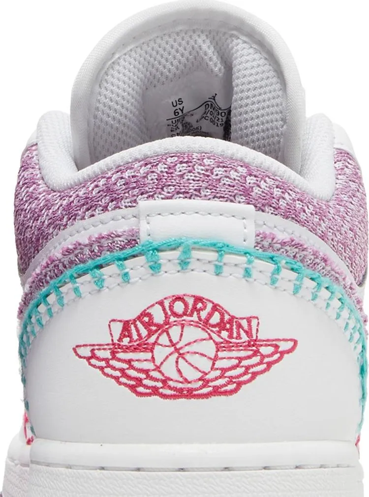 Air Jordan 1 Low SE GS Knit Sneakers, White