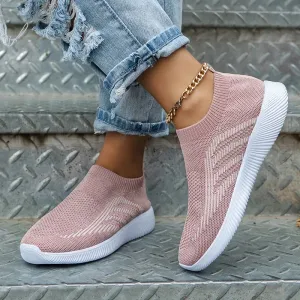 AMOZAE- -  Slip On Striped Mesh Sneakers