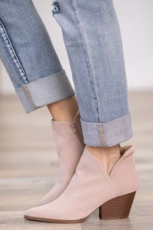 Beige Suede Heeled Bootie