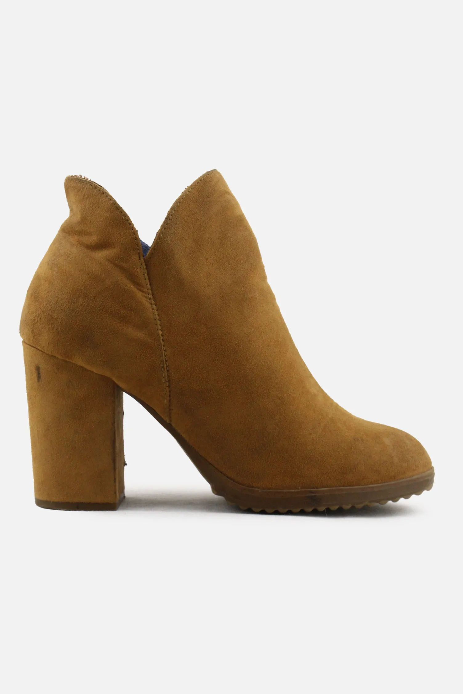 Bershka Zipper Block Heels Ankle Boots | Suede