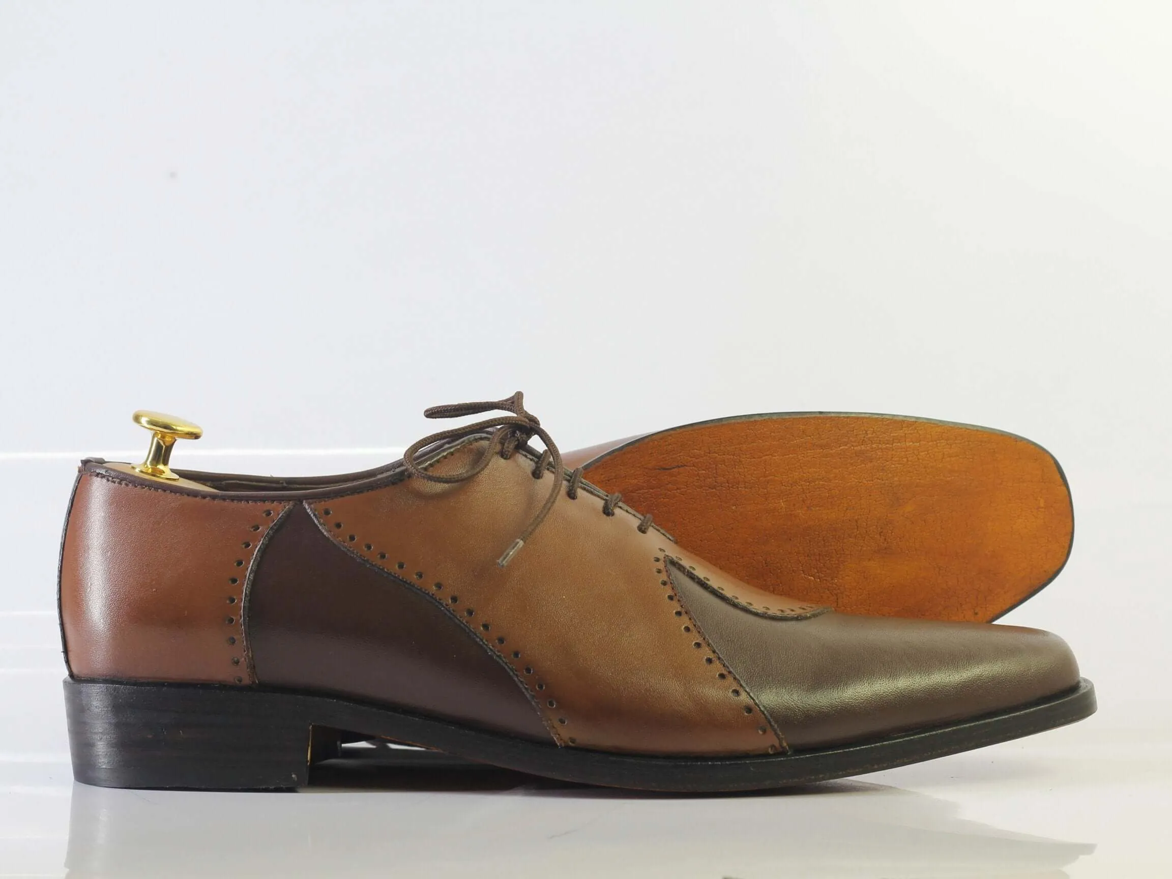 Bespoke Black & Brown Lace Up Shoe For Men