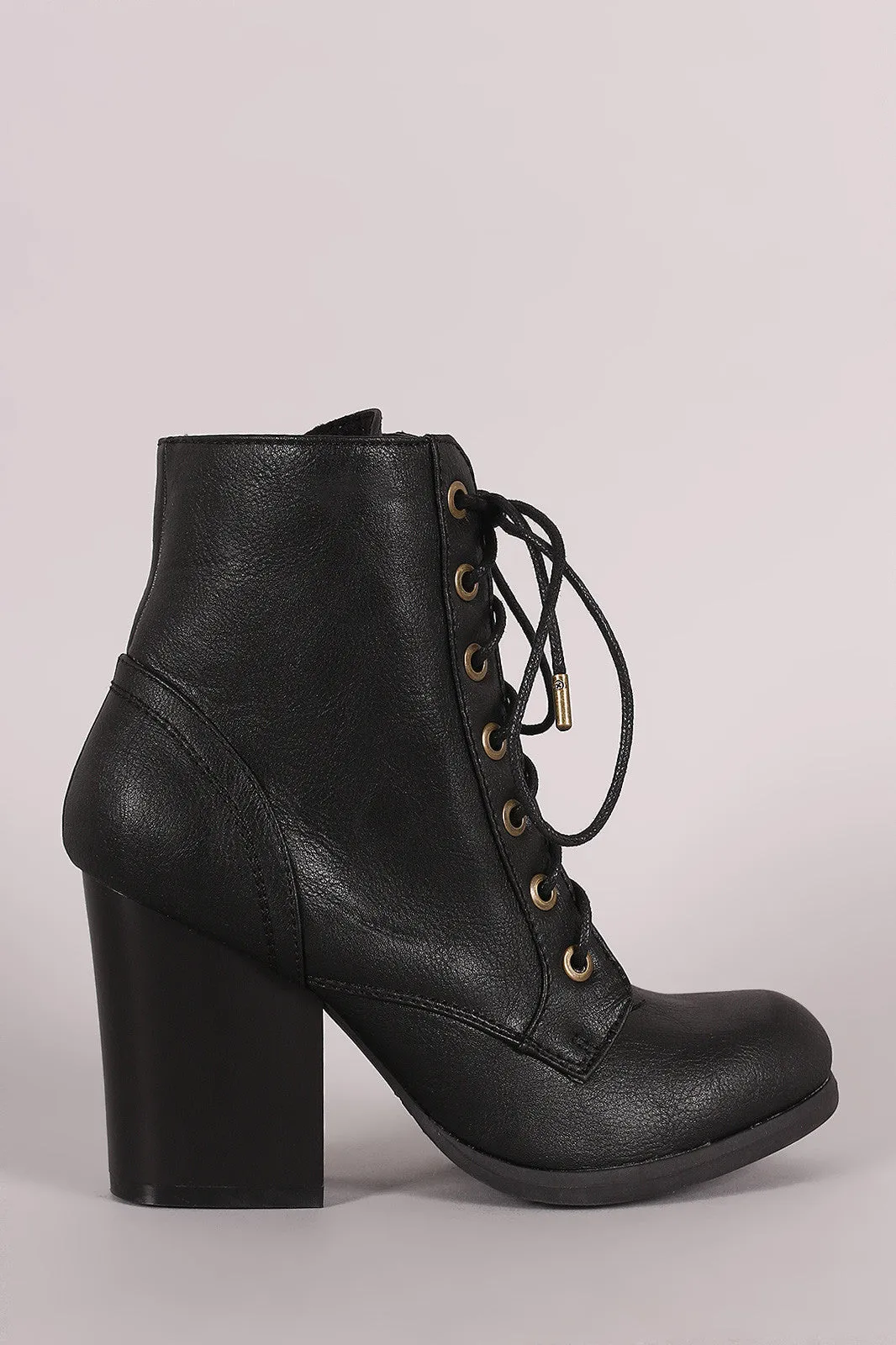 Chunky Heeled Combat Lace-Up Ankle Boots