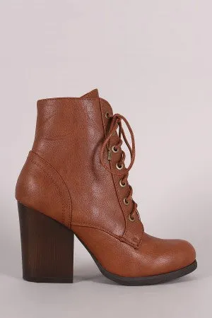 Chunky Heeled Combat Lace-Up Ankle Boots