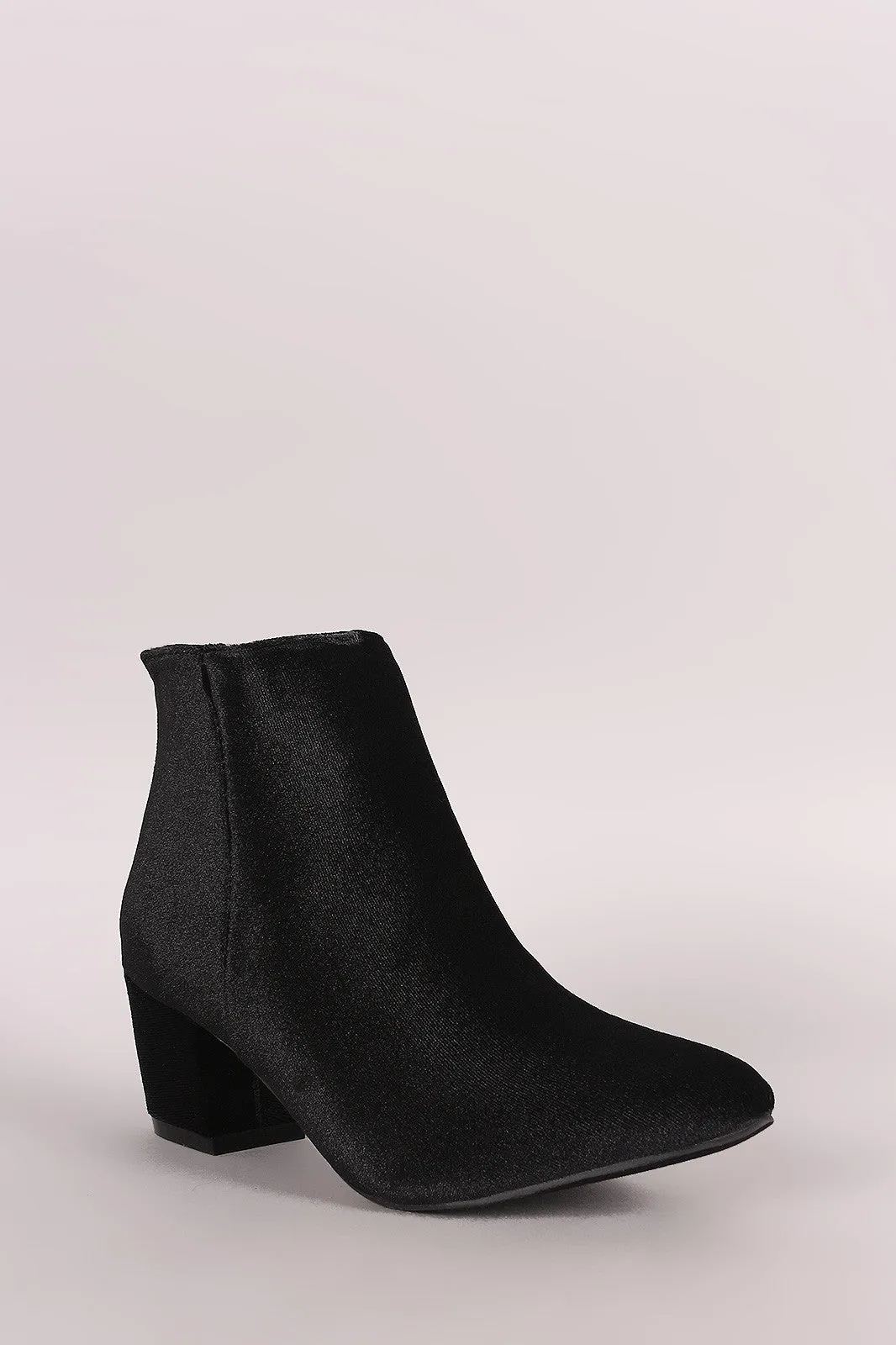 Crushed Velvet Block Heeled Ankle Boots