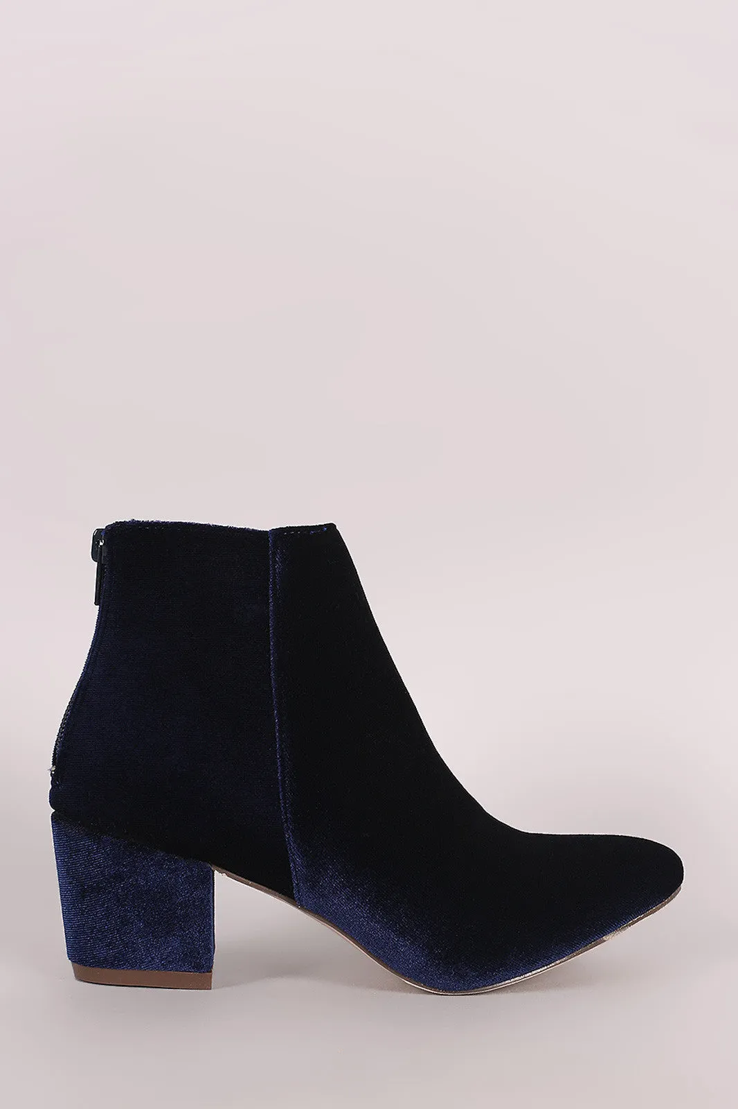 Crushed Velvet Block Heeled Ankle Boots