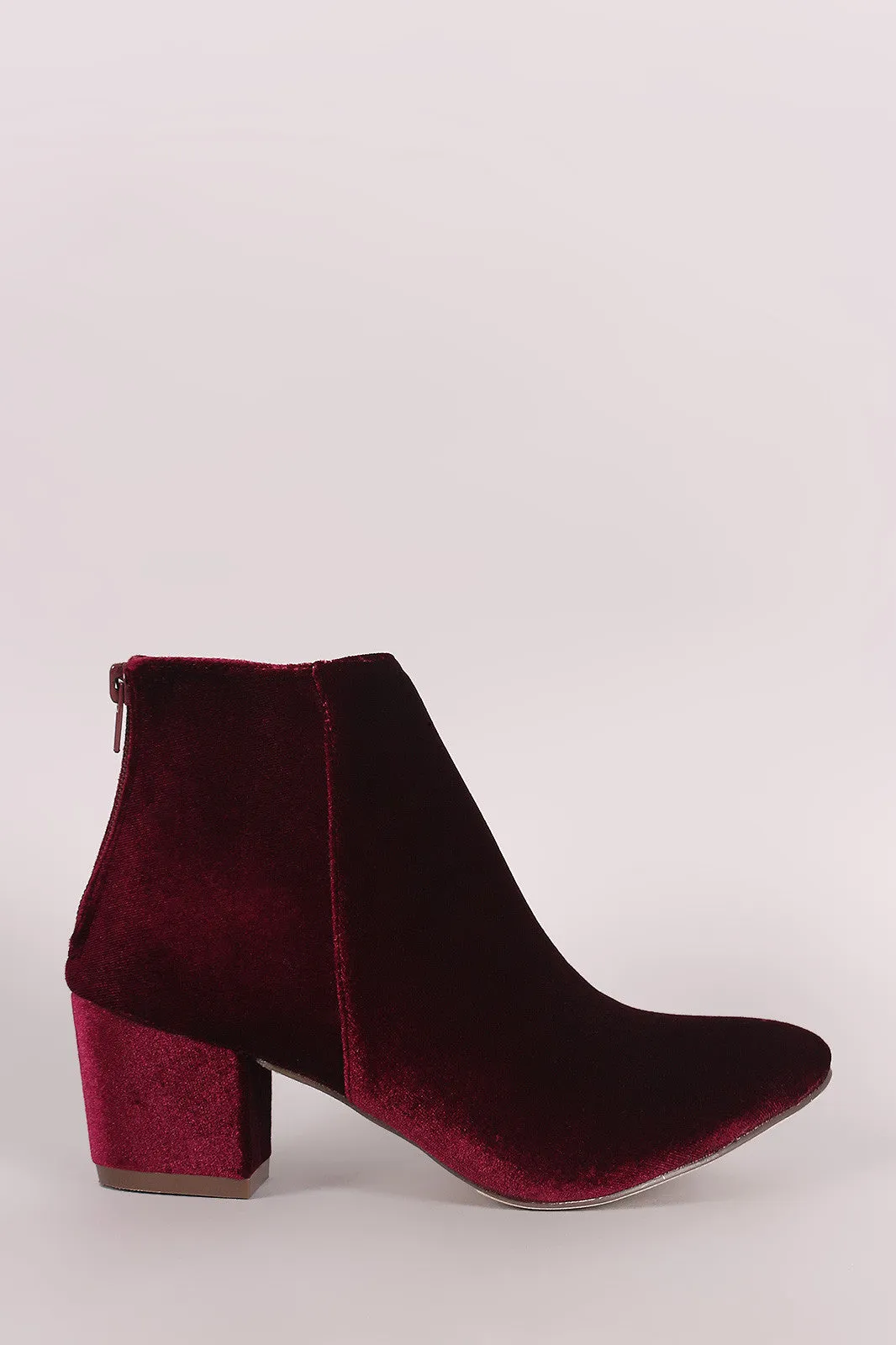 Crushed Velvet Block Heeled Ankle Boots