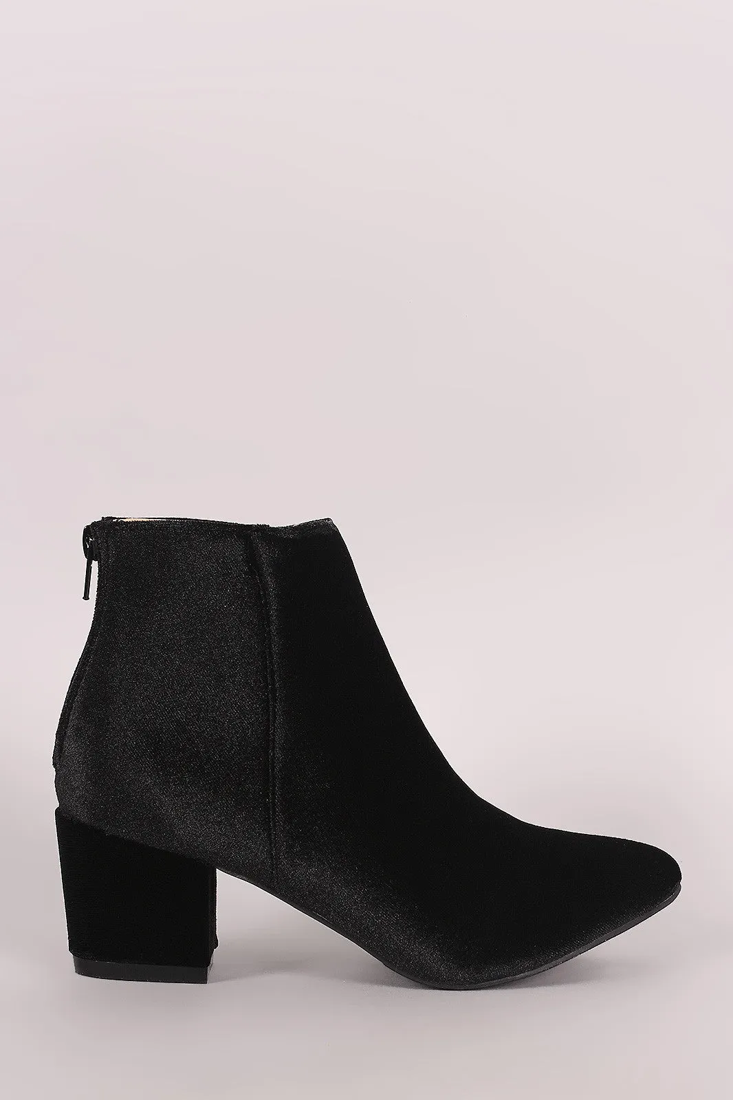 Crushed Velvet Block Heeled Ankle Boots