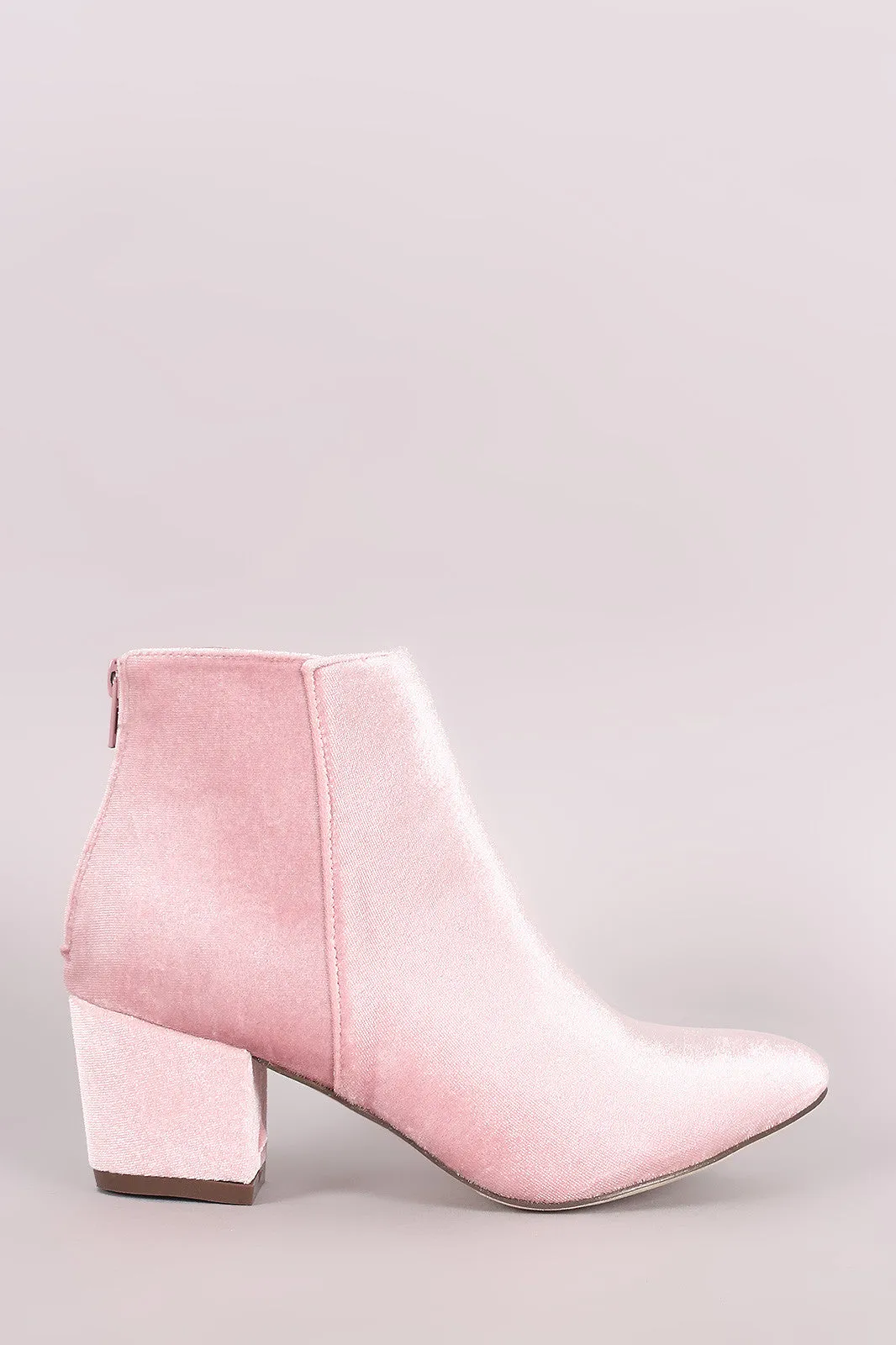 Crushed Velvet Block Heeled Ankle Boots