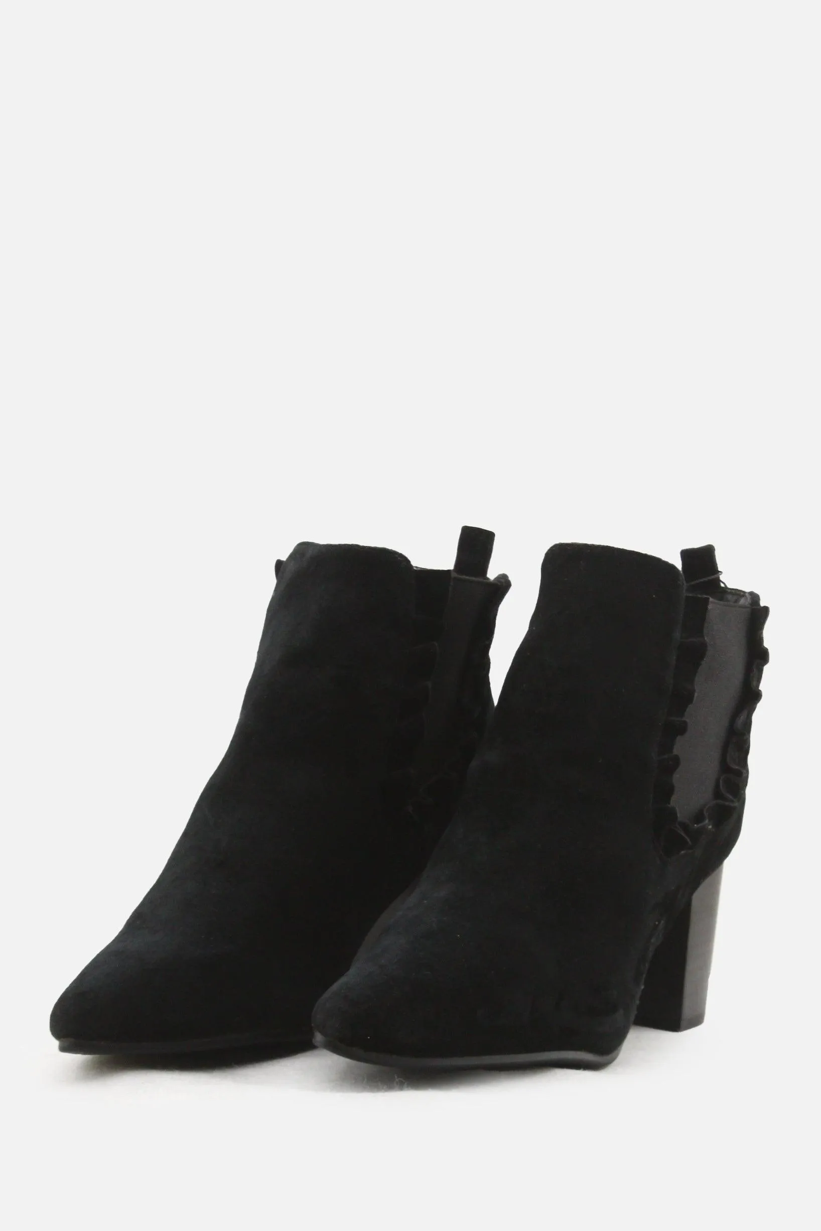 European Brand Stretchable Block Heels Ankle Boots | Suede