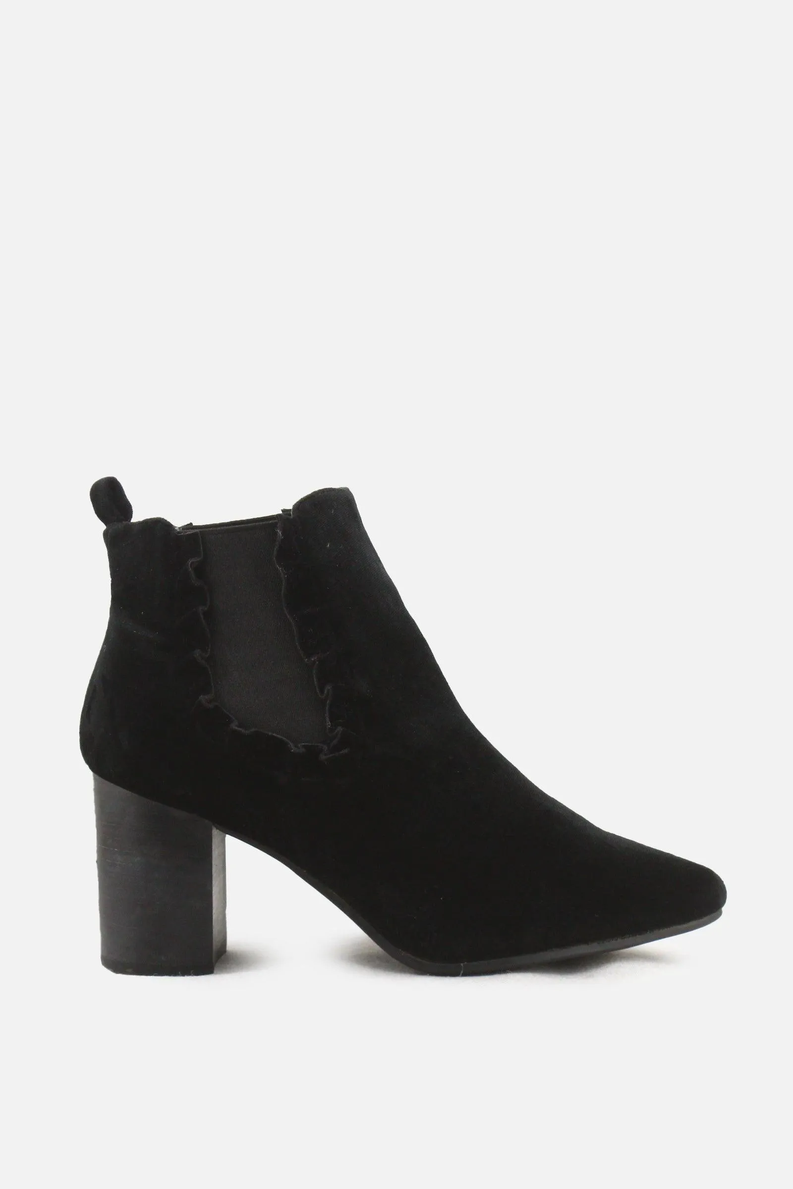 European Brand Stretchable Block Heels Ankle Boots | Suede