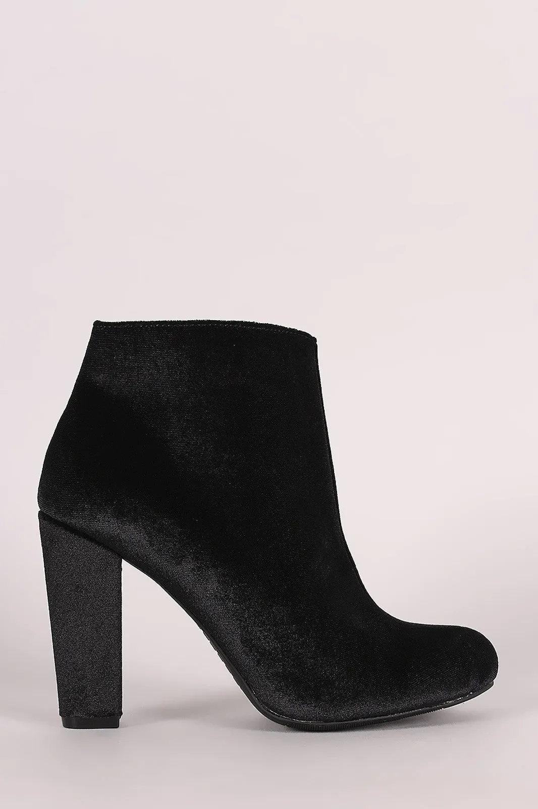 Evonne -  Velvet Almond Toe Chunky Heeled Booties