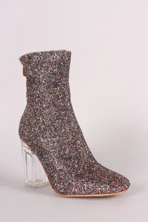 Glitter Chunky Lucite Heeled Ankle Boots