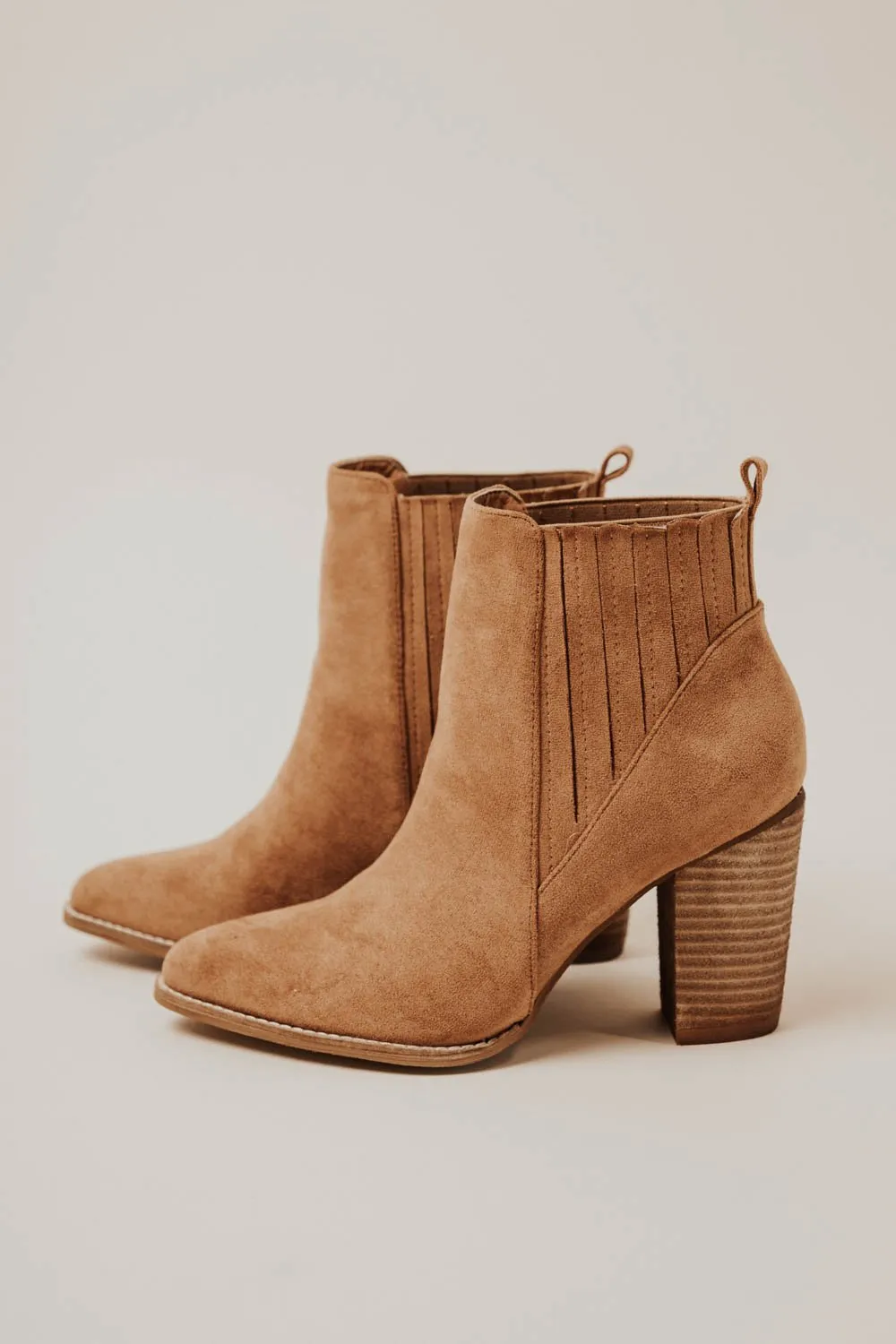 Jackie Heeled Booties in Camel