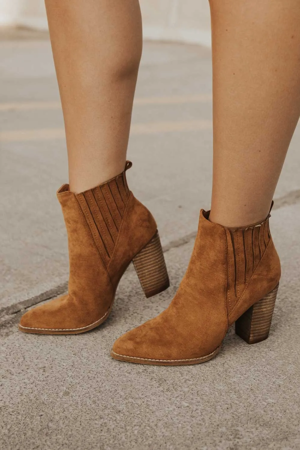 Jackie Heeled Booties in Camel