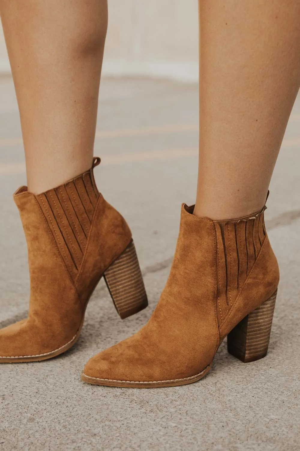 Jackie Heeled Booties in Camel