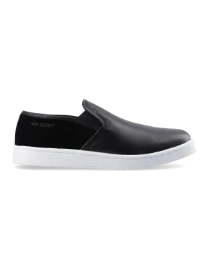 leather and suede slip-on sneakers