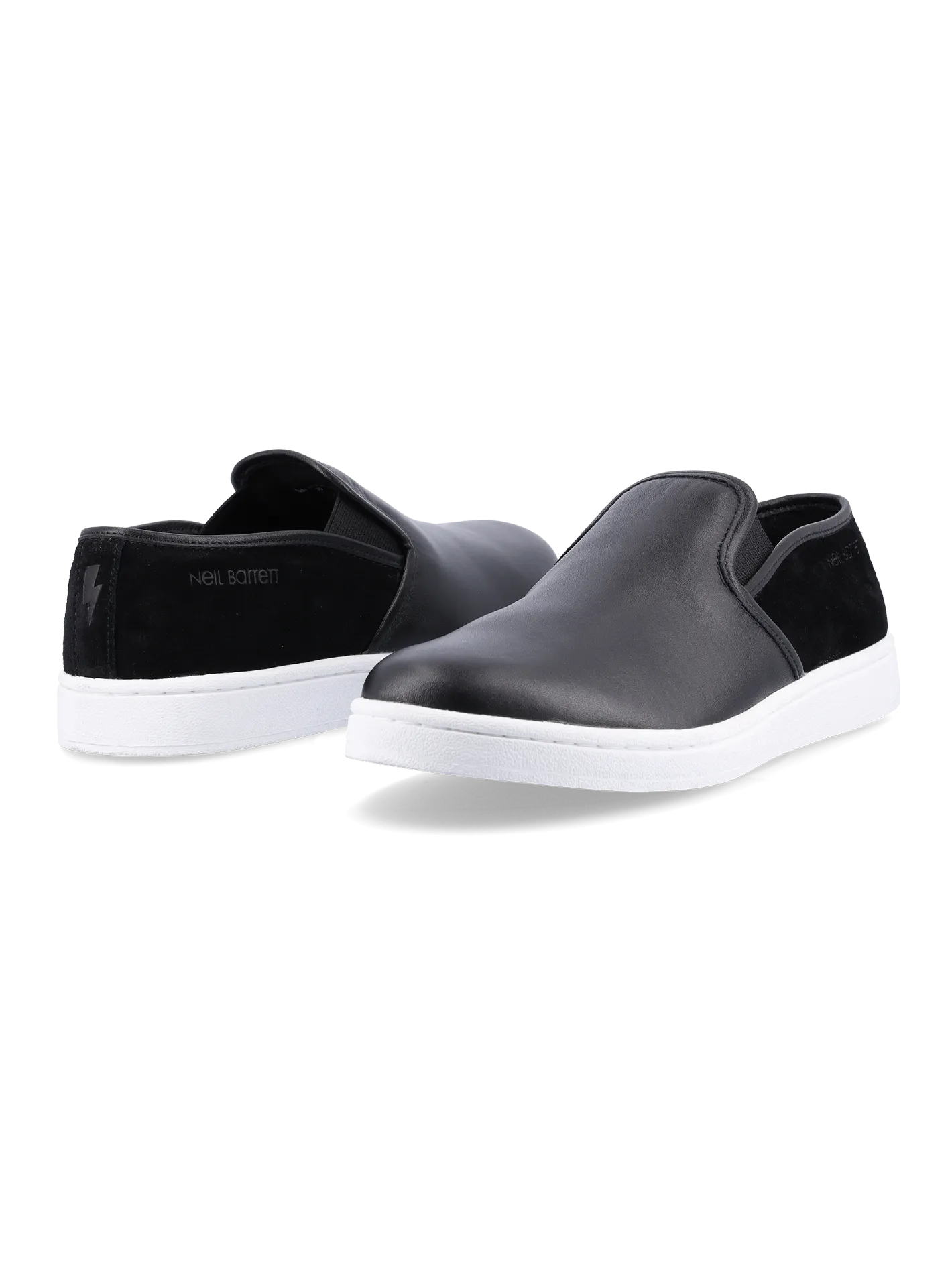 leather and suede slip-on sneakers