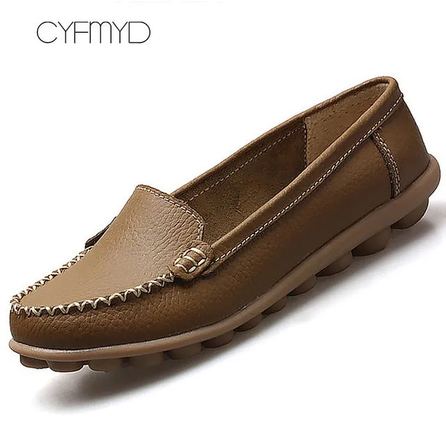 Leather Shoes Women Flats Big size 35-44 Ladies Loafers Non-Slip