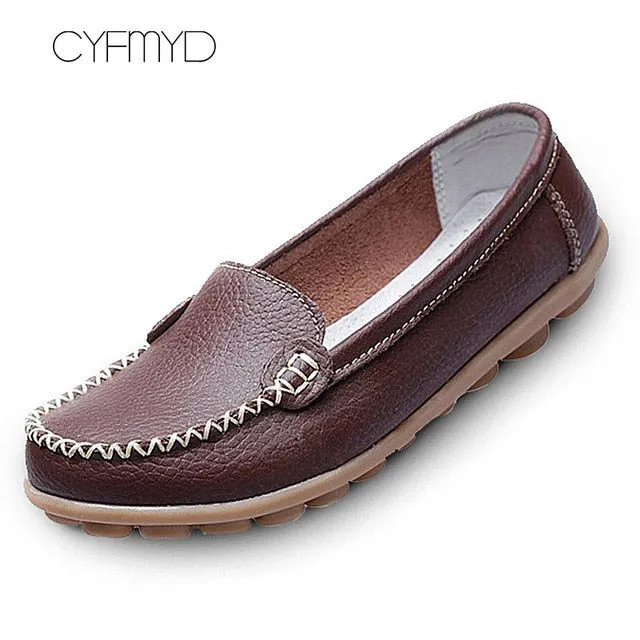 Leather Shoes Women Flats Big size 35-44 Ladies Loafers Non-Slip