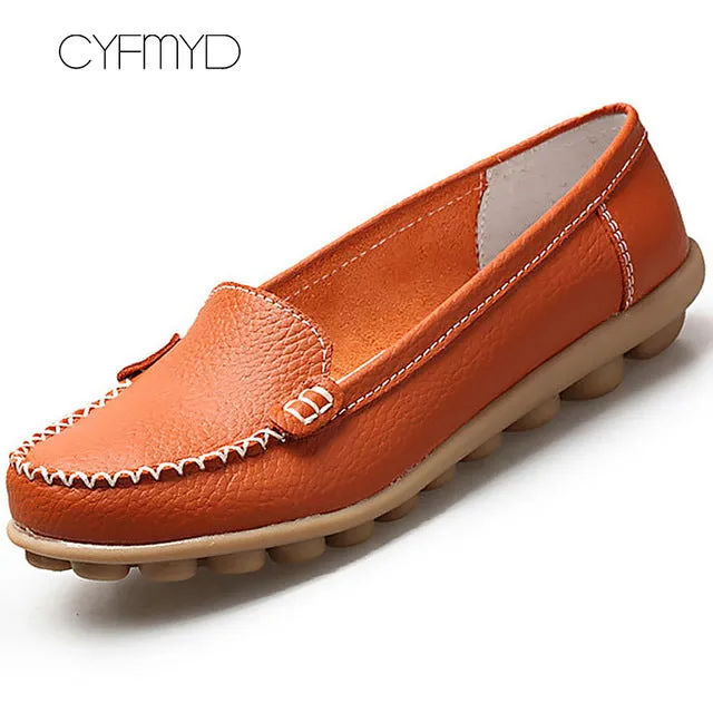 Leather Shoes Women Flats Big size 35-44 Ladies Loafers Non-Slip