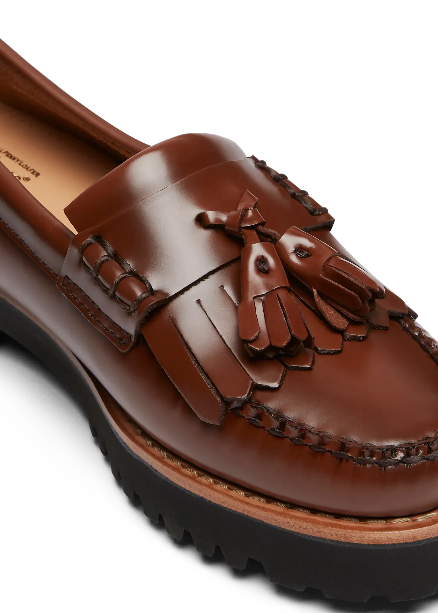 Leren platform loafers