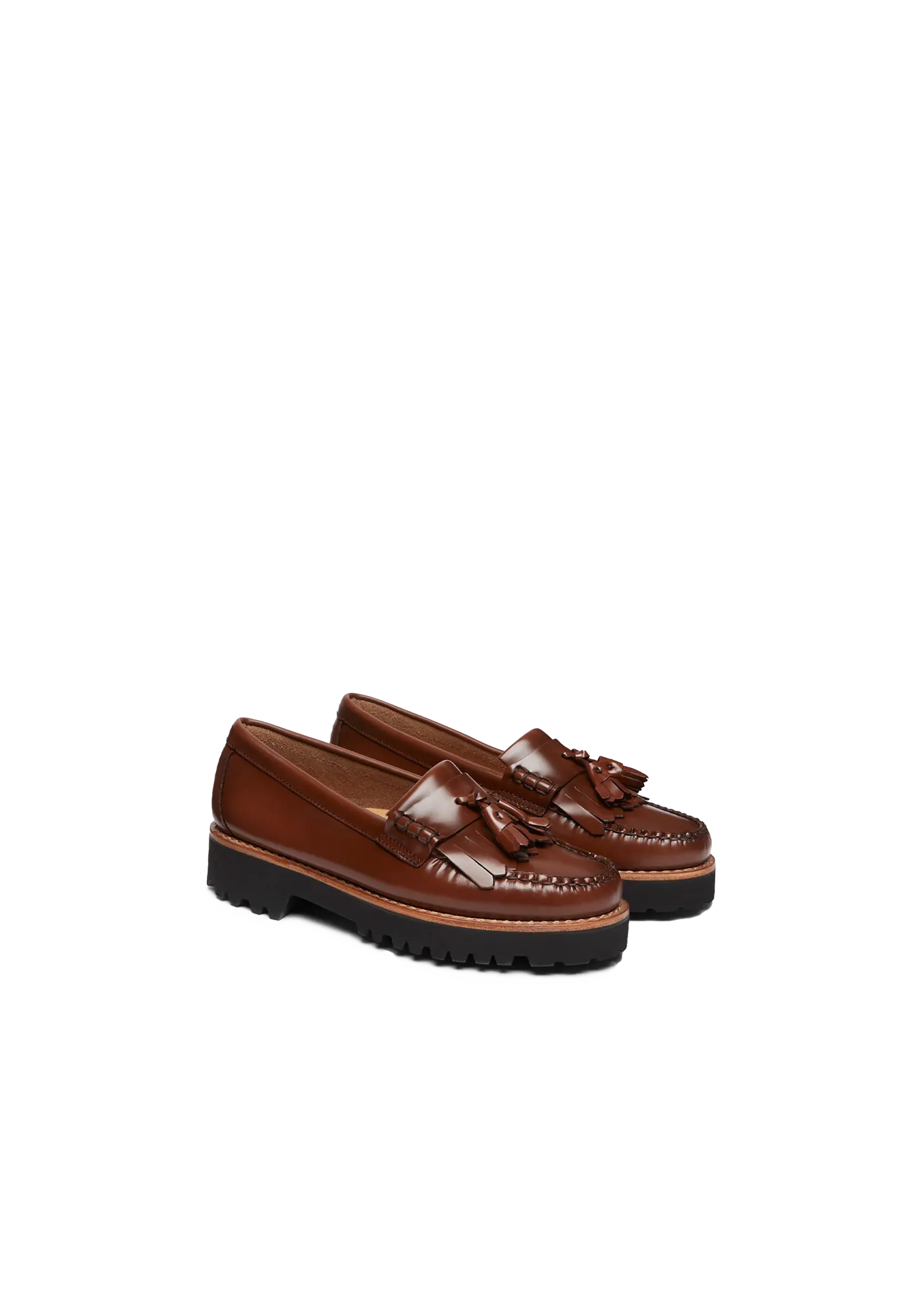 Leren platform loafers