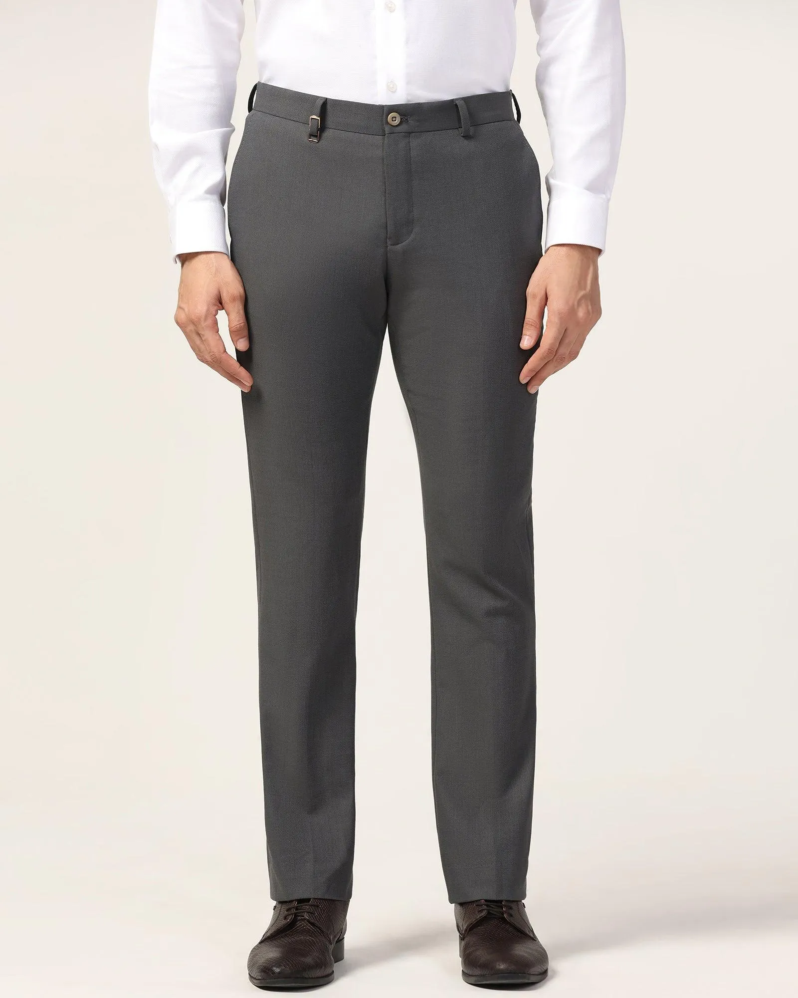 Luxe Slim Comfort B-95 Formal Olive Textured Trouser - Bugati