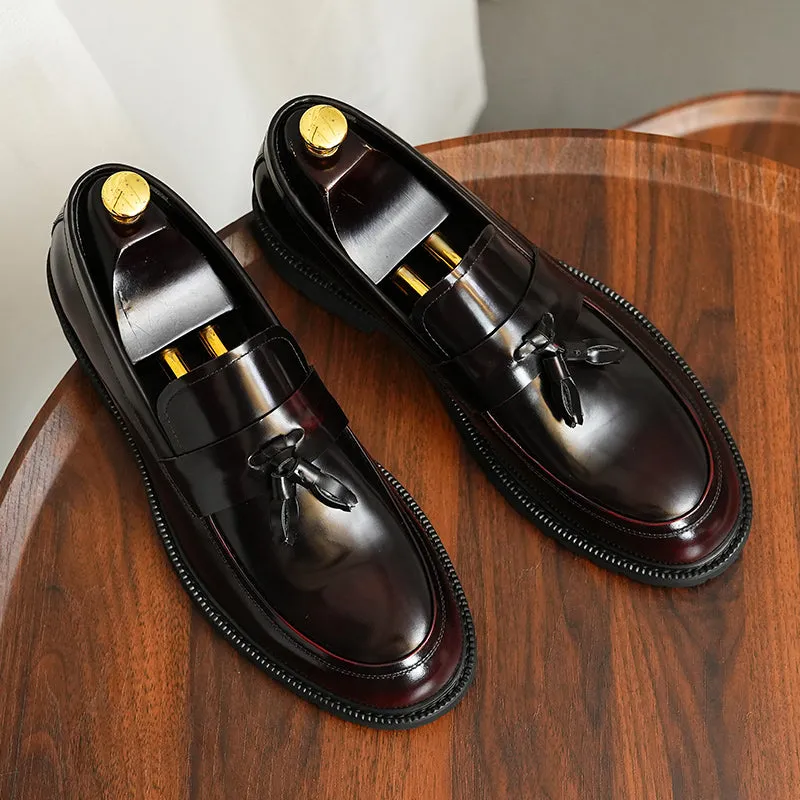 LuxeLeather Classic Slip-on Tassel Loafers