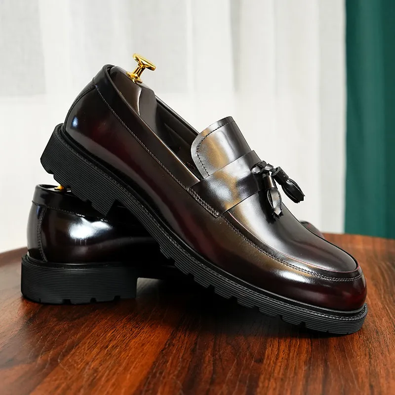 LuxeLeather Classic Slip-on Tassel Loafers