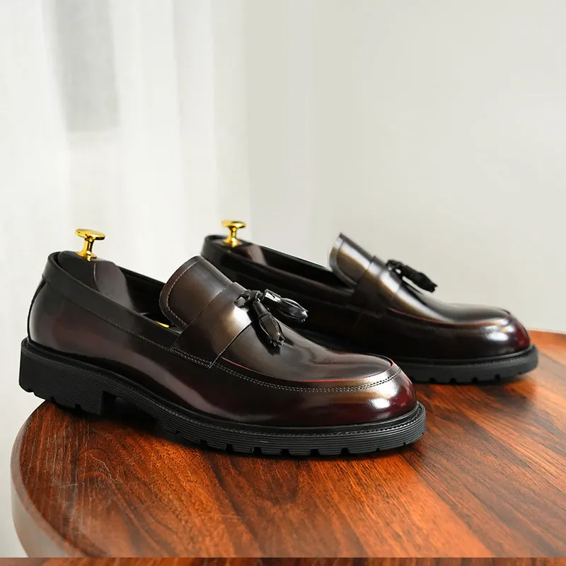 LuxeLeather Classic Slip-on Tassel Loafers