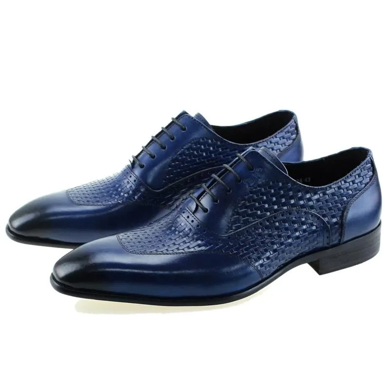 LuxeLeather Exotic Pattern Oxford Dress Shoes