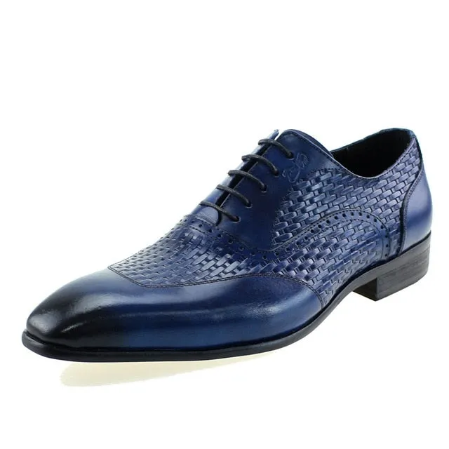 LuxeLeather Exotic Pattern Oxford Dress Shoes