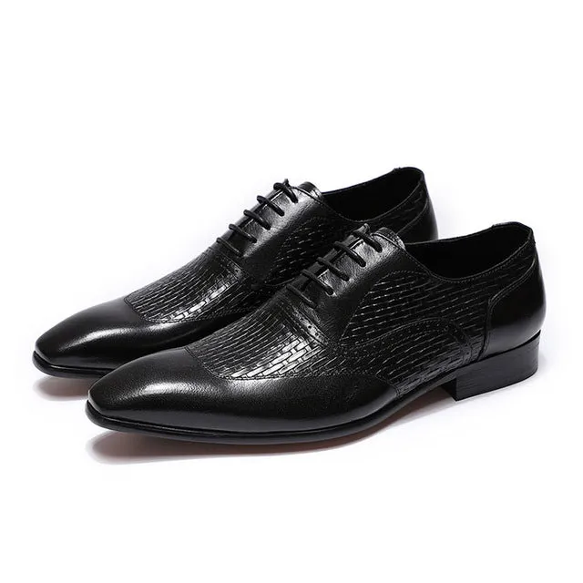 LuxeLeather Exotic Pattern Oxford Dress Shoes