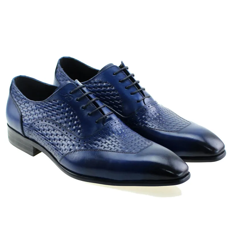 LuxeLeather Exotic Pattern Oxford Dress Shoes