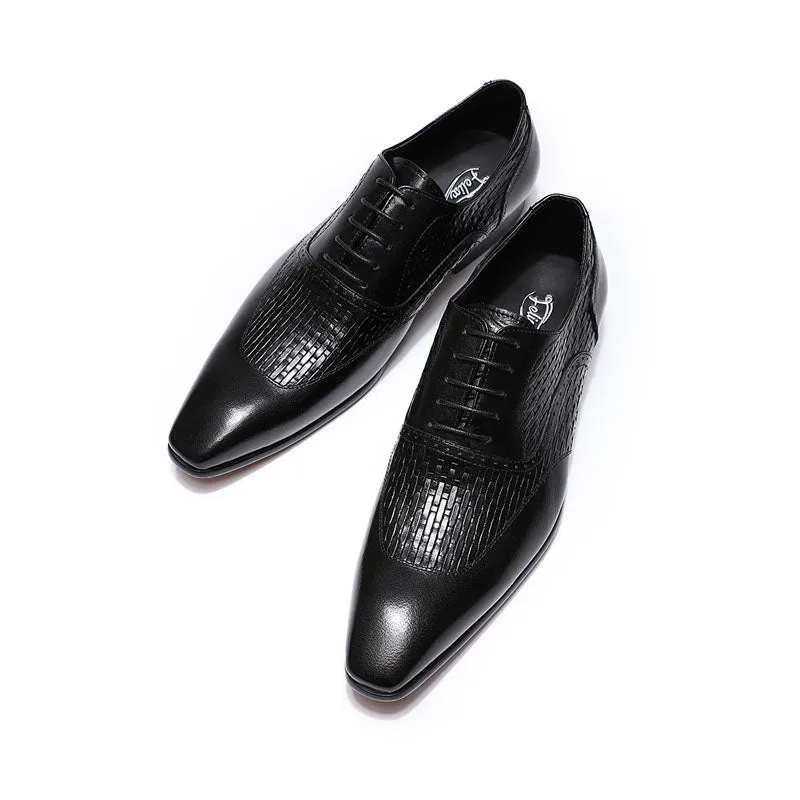 LuxeLeather Exotic Pattern Oxford Dress Shoes