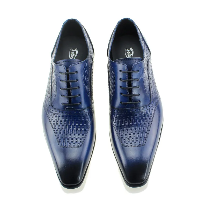 LuxeLeather Exotic Pattern Oxford Dress Shoes