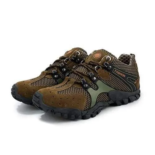 Men Hiking Shoes Suede Mesh Outdoor Sport Running Athletic Sneakers