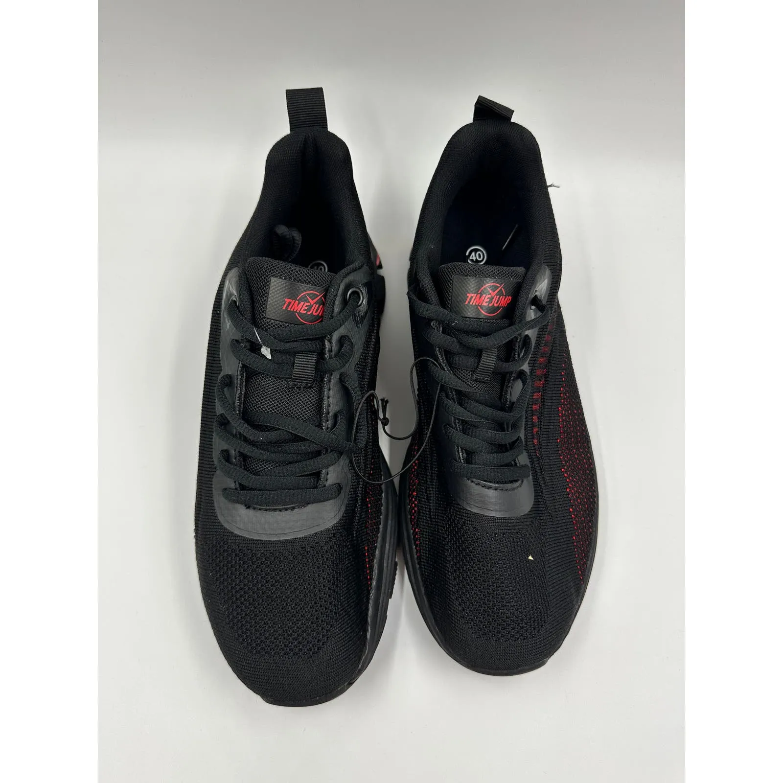 Men's Size 8, Black and Red Knit Running Sneakers