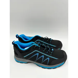 Men's Size 8.5, Black Hiker Sneakers with Light Blue Accents