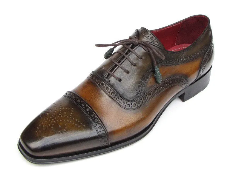 Paul Parkman Camel & Olive Captoe Oxfords