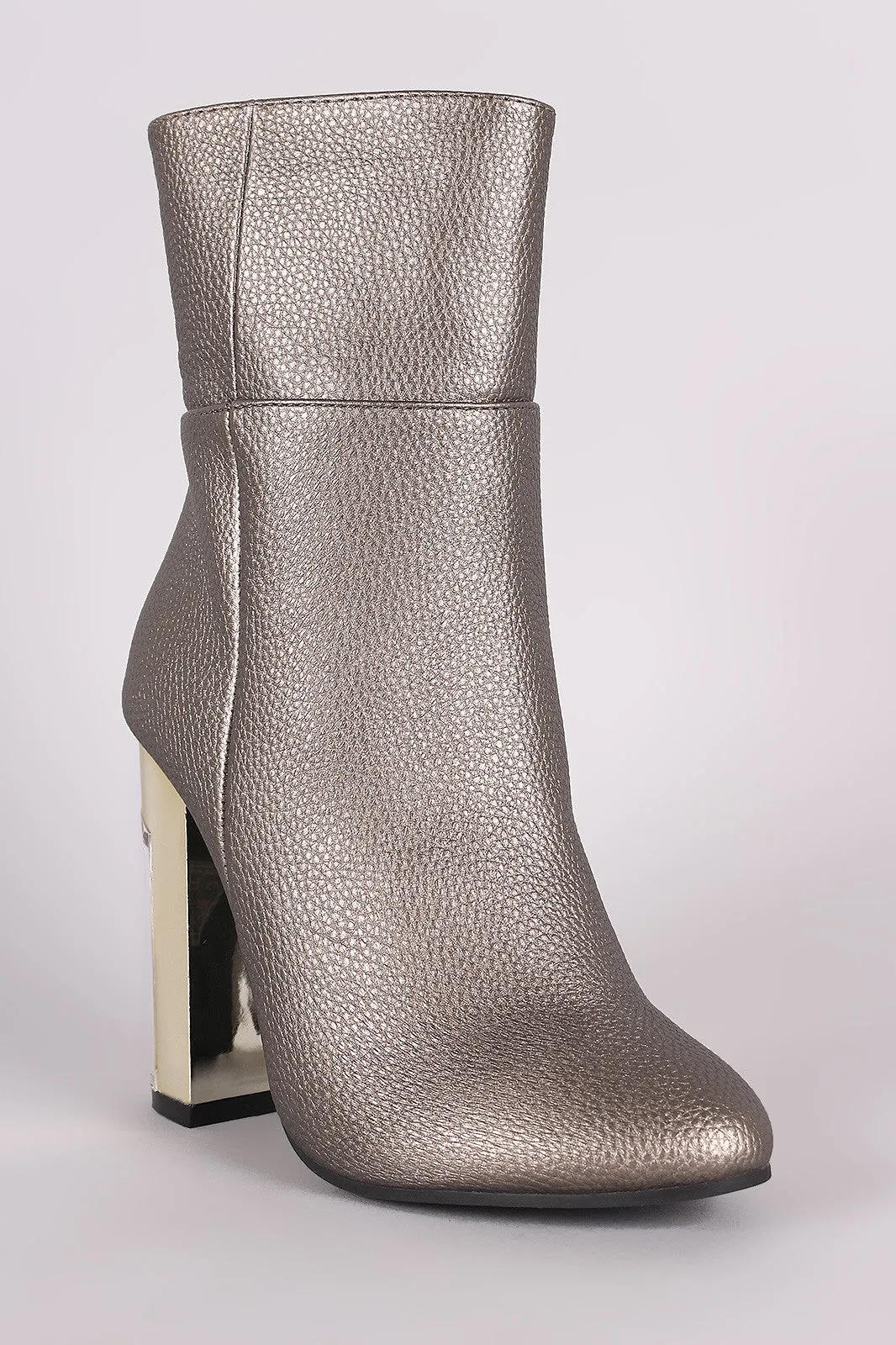 Pebbled Chunky Metallic Lucite Heeled Ankle Boots