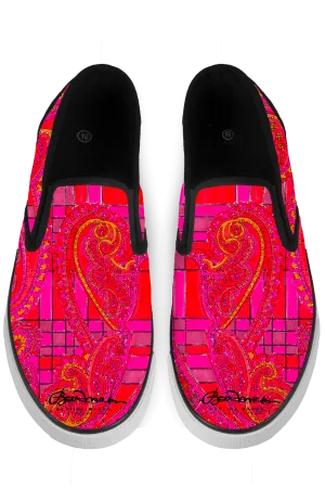 Pink Black Slip On Sneakers