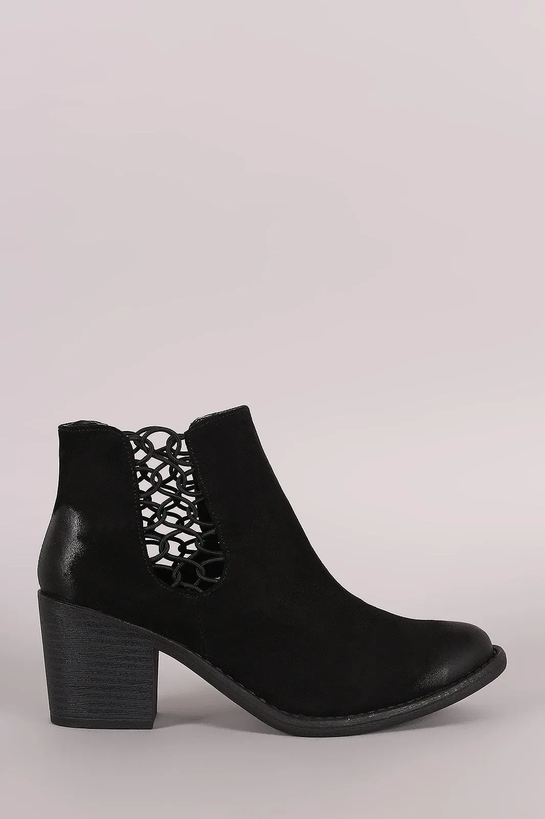 Qupid Elasticized Woven Chunky Heeled Booties