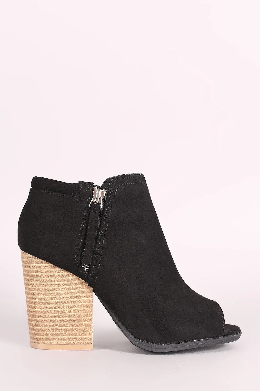 Qupid Suede Zip-Up Chunky Heeled Ankle Boots