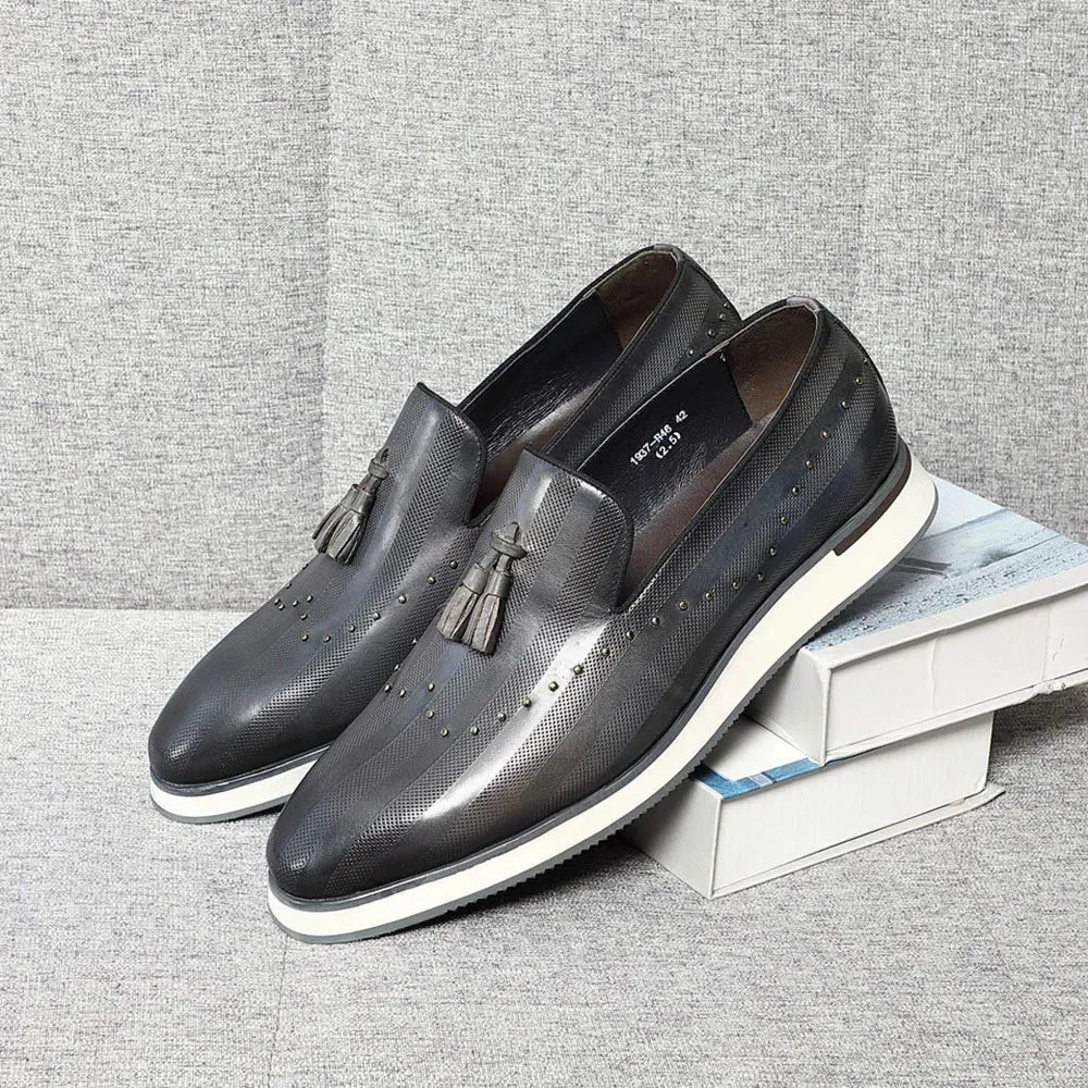 Rivets Unique Tassel Design Elegant Loafers