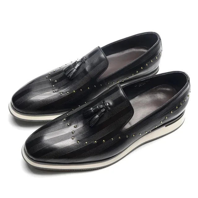 Rivets Unique Tassel Design Elegant Loafers