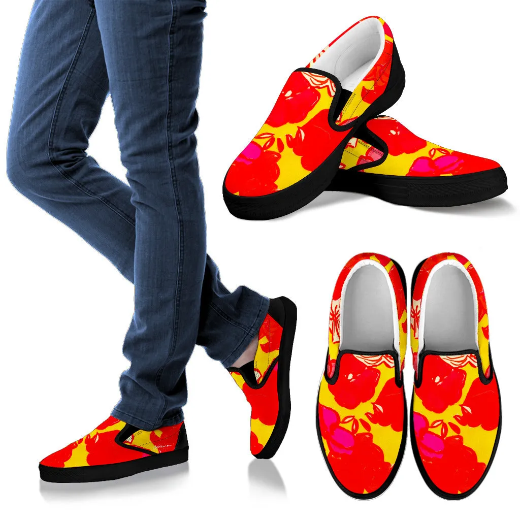 Sixties Floral Slip On Sneakers