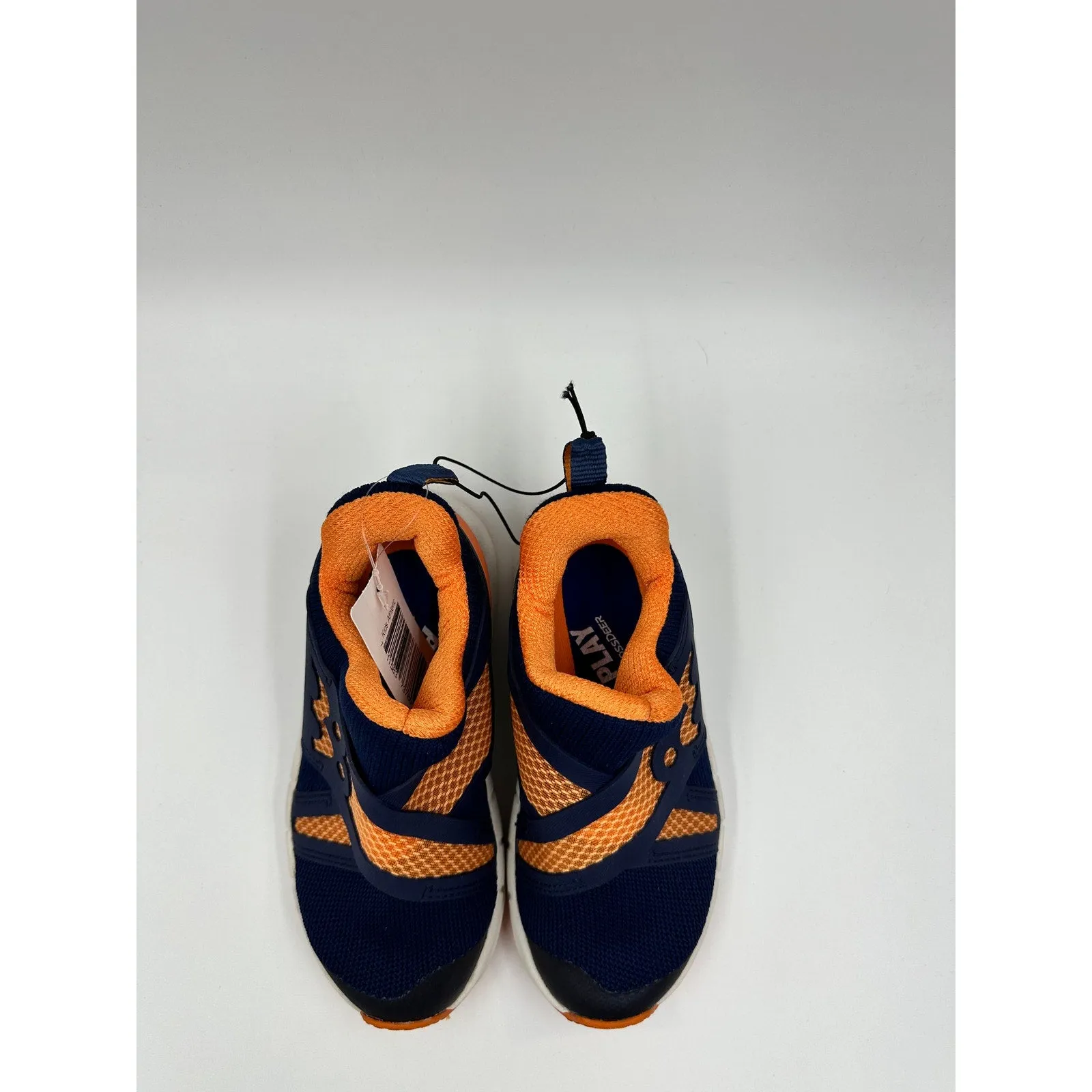 Small Kid 11, Blue and Orange Slip-on Sneakers with White Sole