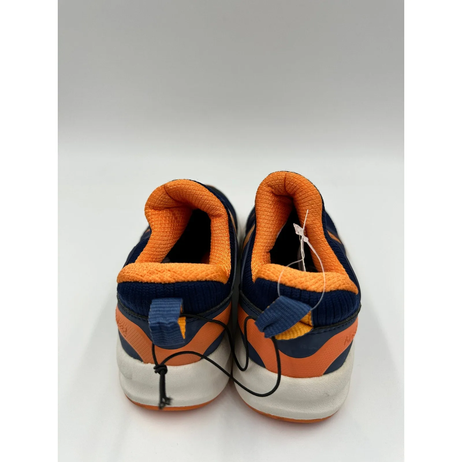 Small Kid 11, Blue and Orange Slip-on Sneakers with White Sole