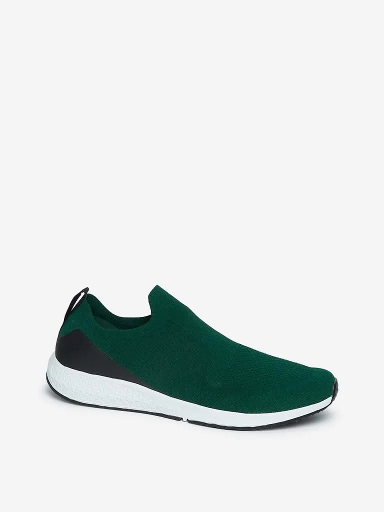 SOLEPLAY Green Knitted Slip-On Sneakers